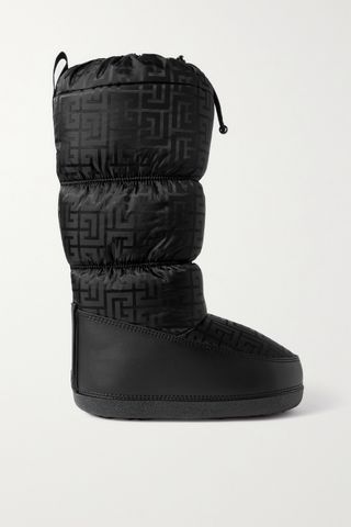 Balmain + Quilted Logo-print Knee Boots
