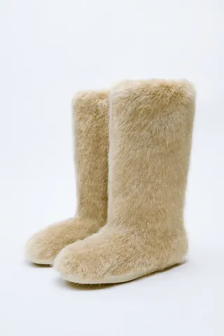 Zara + Faux Fur Knee High Boots