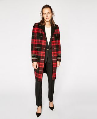 The Kooples + Checked Wool Mix Coat