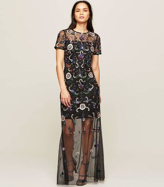 Miss Selfridge + Premium Embroidered Maxi Dress