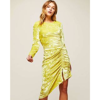 Miss Selfridge + Chartreusse Velvet Shift Dress