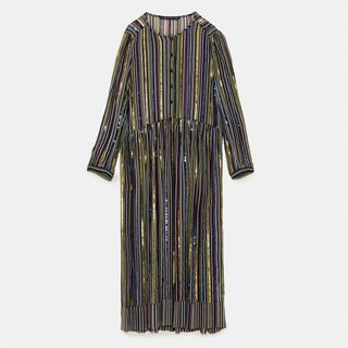 Zara + Sequinned Striped Dress