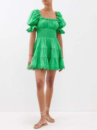 Charo Ruiz + Guilia Puff-Sleeve Cotton-Poplin Mini Dress