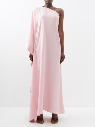 Taller Marmo + Betsy One-Shoulder Crepe Maxi Dress