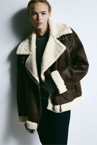 H&M + Oversized Teddy-Lined Jacket