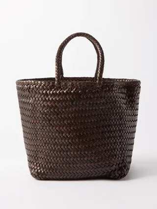 Dragon Diffusion + Grace Small Woven-Leather Basket Bag