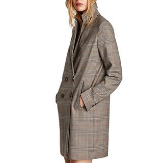 Princess Dress Code + Checked Double-Breasted Houndstooth Long Blazer Coat