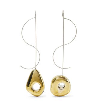 Leigh Miller + Hepworth Drop White Bronze, Gold Tone, and Silver Earrings