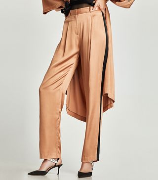 Zara + Satin Trousers With Side Stripes