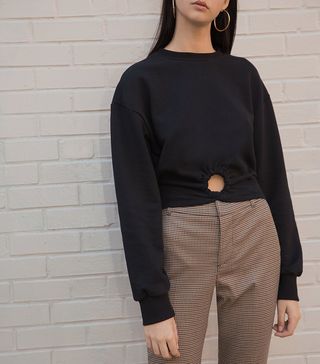 Pixie Market + Black Ring Crop Sweatshirt