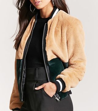 Forever 21 + Colorblock Faux-Fur Bomber Jacket