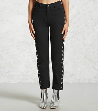 Forever 21 + High-Waist Grommet Jeans