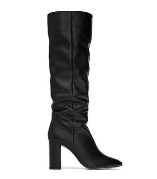 Zara + High-Heel Leather Boot