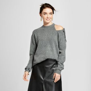 Who What Wear + Long Sleeve Cutout Shoulder Sweater