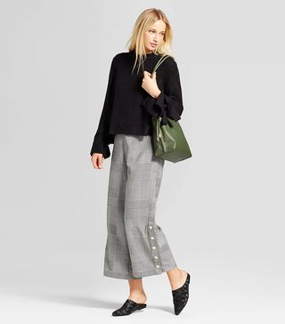 Who What Wear + Relaxed Side Snap Cropped Trouser