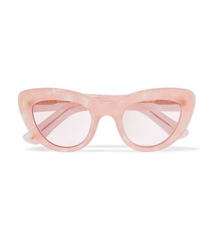 Ganni + May Cat-Eye Glittered Acetate Sunglasses
