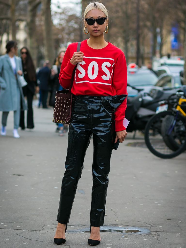 The Coolest Outfits With Vinyl Pants | Who What Wear
