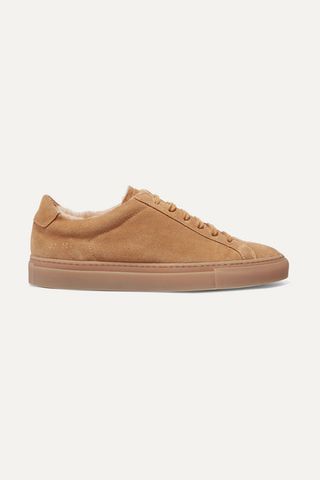 Common Projects + Retro Low Shearling-Lined Suede Sneakers