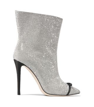 Marco de Vincenzo + Bow-Embellished Perspex-Trimmed Swarovski Crystal and Leather Ankle Boots