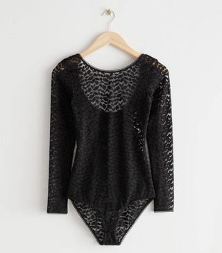 & Other Stories + Leaf Motif Lace Bodysuit