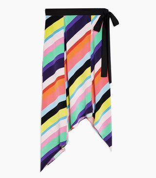 Topshop + Rainbow Stripe Midi Skirt