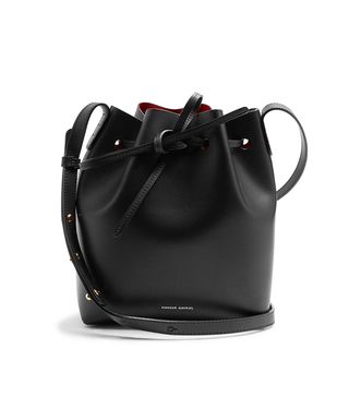 Mansur Gavriel + Red-Lined Mini Leather Bucket Bag