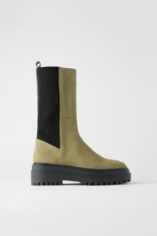 Zara + Split Leather Ankle Boots