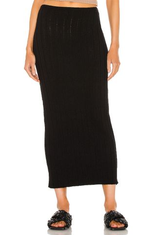 Sndys + Lounge Baha Ribbed Skirt in Black