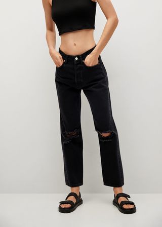 Mango + High Waist Straight Jeans