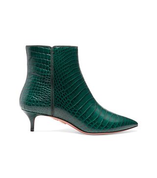 Aquazzura + Quant Croc-Effect Leather Ankle Boots