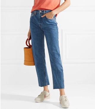 Re/Done + High-Rise Stove Pipe Straight-Leg Jeans