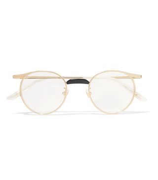 Gucci + Round-Frame Gold-Tone Optical Glasses
