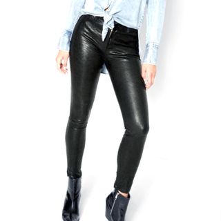 7 for All Mankind + Leather Ankle Skinny