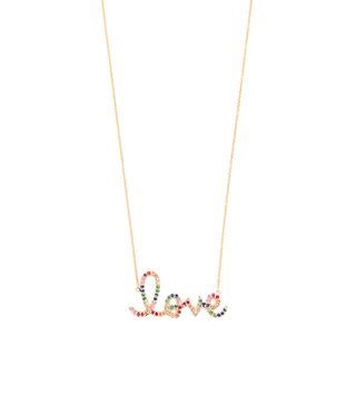 Sydney Evan + 14K Gold Rainbow Love Necklace