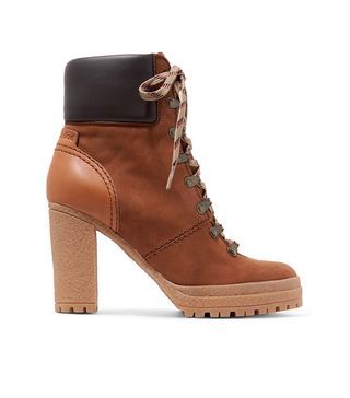 See by Chloé + Leather-Trimmed Nubuck Ankle Boots