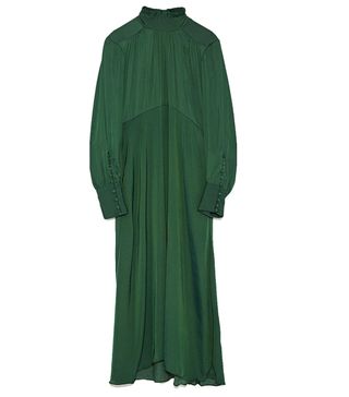 Zara + Flowing Midi Dress With Long Sleeves