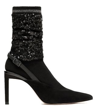 Zara + Sequinned Sock-Style Slingback Courts