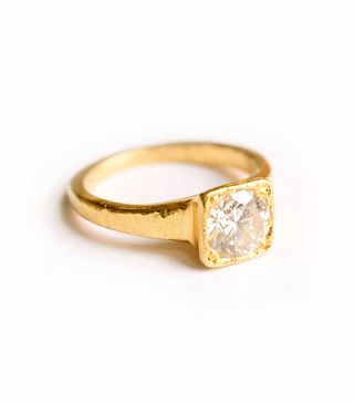 Melissa Tyson Designs + Diamond 22K Gold Hammered Engagement Ring