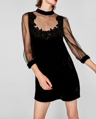 Zara + Contrast Velvet Dress