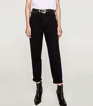 Zara + High Waist Mom Fit Jeans