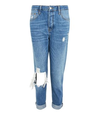 Topshop + Moto Busted Knee Blue Hayden Jeans