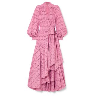 Anna Mason + Stella Broderie Anglaise Cotton Wrap Maxi Dress