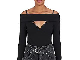 Jean Atelier + Lace-Trimmed Compact Knit Bodysuit