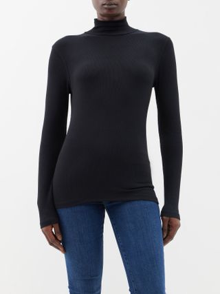 Frame + High-Neck Modal-Blend Sweater