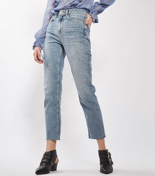 Topshop + Moto Bleach Raw Hem Straight Leg Jeans