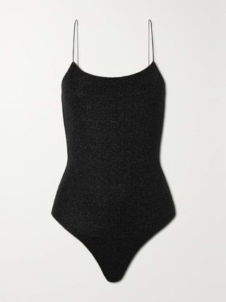 Oséree + Lumière Backless Metallic Swimsuit