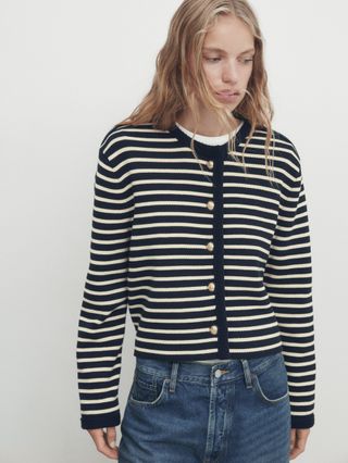 Massimo Dutti + Striped Knit Cardigan