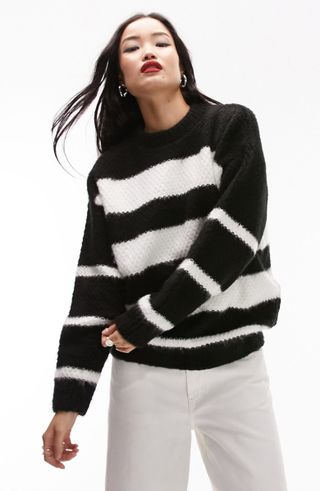Topshop + Textured Stitch Stripe Sweater