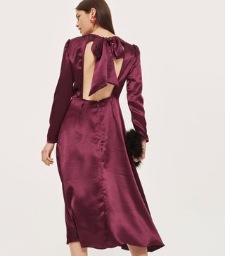 Topshop + Shimmer Satin Midi Dress