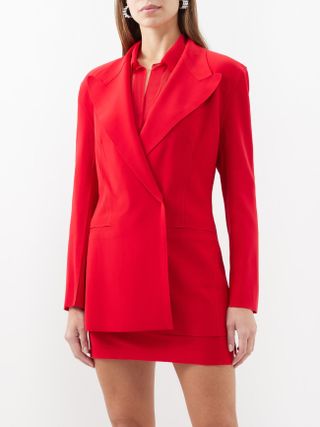 Norma Kamali + Double-Breasted Jersey Suit Jacket